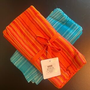 “Summer Woven Stripe” set of 4 persimmon cotton napkin-NWT-4 colors available